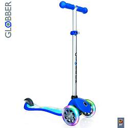 Самокат Y-SCOO Globber Primo Fantasy с 3 светящимися колесами Rocket Navy Blue (Y-SCOO Globber, 6548rt) - миниатюра